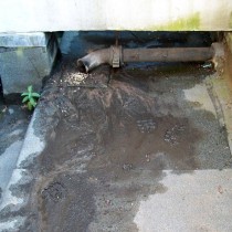 Uszkodzona powierzchnia dachu z przeciekami w miejscu połączeń materiału